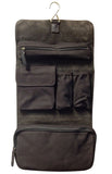 AsdruMark Dark Brown Leather & Canvas Hanging Wash Bag
