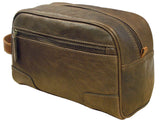 AsdruMark Brown & Cognac Compact Leather Wash Bag
